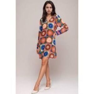 NEW Johnny Was Workshop Lionora 100% Silk Swing Dress Sz L